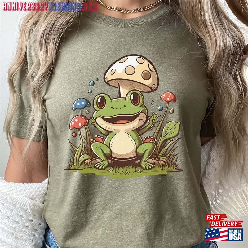 Frog Mushroom T-Shirt Cottagecore Froggy Tee Oversized Unisex Sweatshirt Hoodie – Bipubunny Store