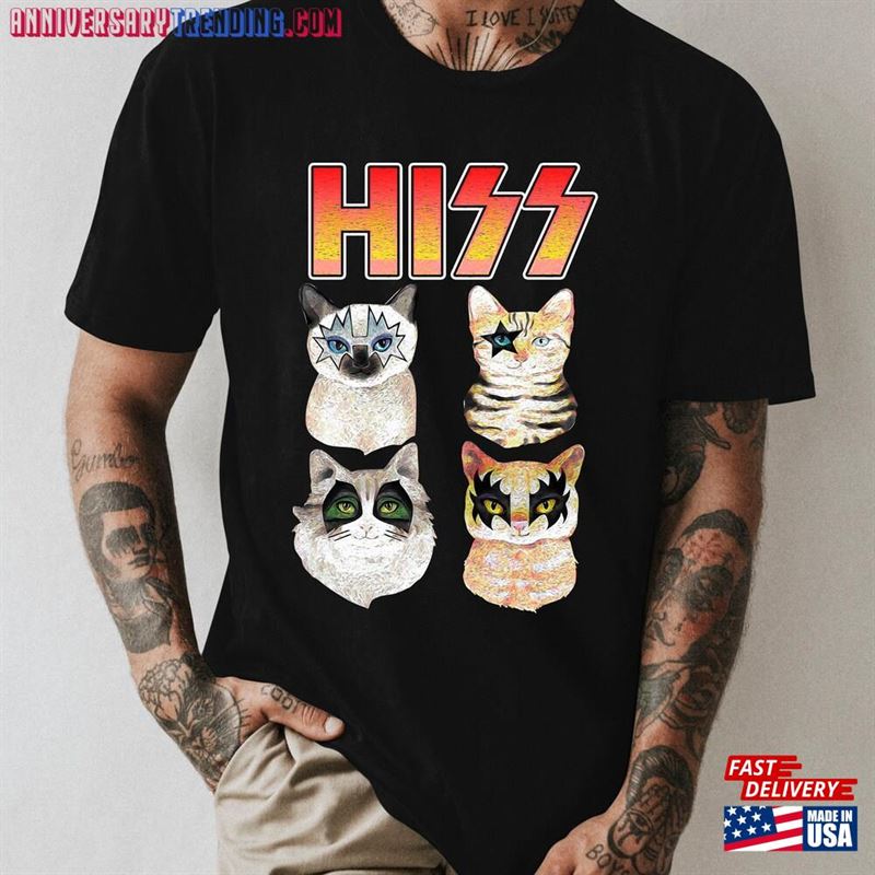 Funny Cat Hiss Rock And Roll For Lover Dad Mom T-Shirt Sweatshirt -Bipubunny Store