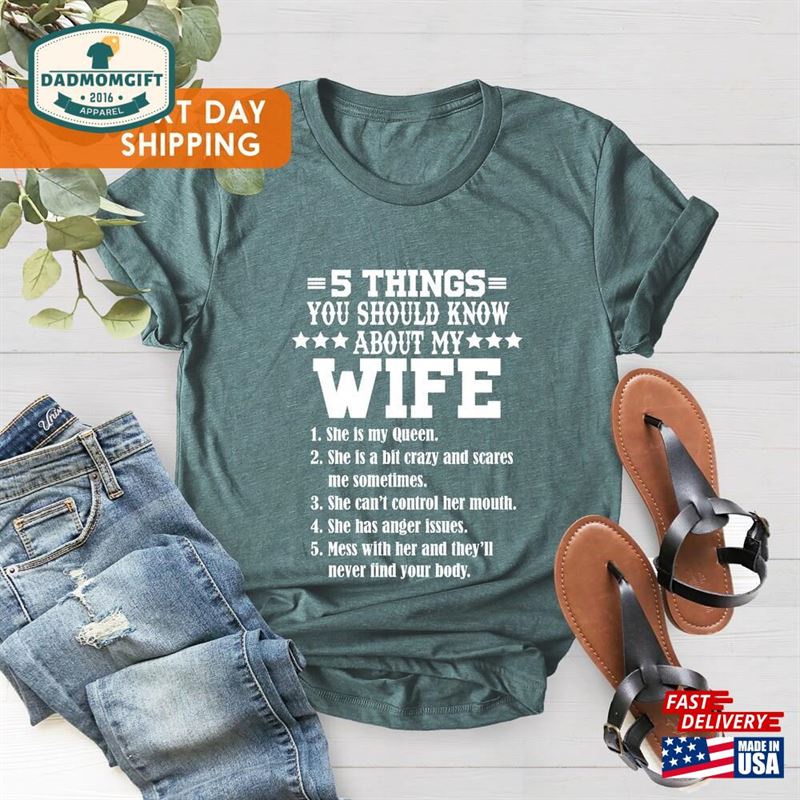 Funny Husband Shirt Gift For 5 Things You Should Know About My Wife Tee T-Shirt Unisex