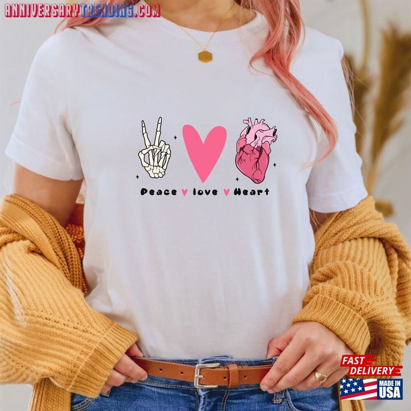 Funny Valentines Day Shirt Sarcastic Skeleton Love Human Heart T Classic Unisex – Bipubunny Store