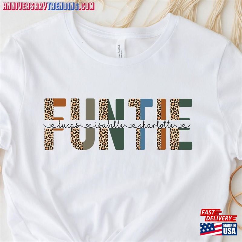 Funtie T-Shirt Leopard Personalized Aunt Shirt With Names Classic – Bipubunny Store