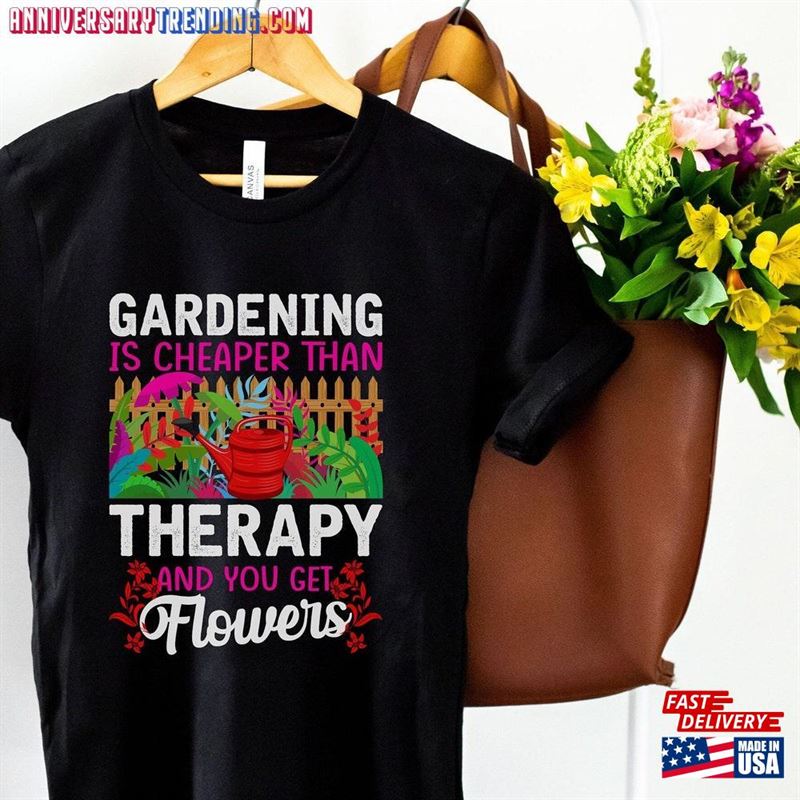 Gardening Is Cheaper Than Therapy And You Get Flowers Cute Gardener Flower Shirt Unisex Sweatshirt – Bipubunny Store