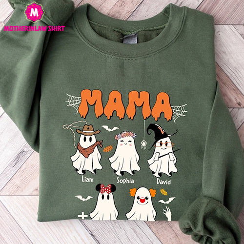 Ghost Mama Shirt, Ghost Halloween Sweatshirt, Women Ghost Shirt, Spooky Season Shirt, Halloween Party Shirt, Ghost Mama Halloween Sweatshirt