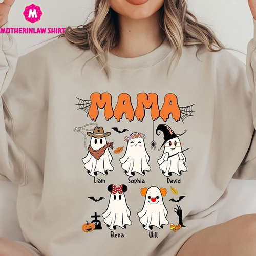 Ghost Mama Shirt, Ghost Halloween Sweatshirt, Women Ghost Shirt, Spooky Season Shirt, Halloween Party Shirt, Ghost Mama Halloween Sweatshirt