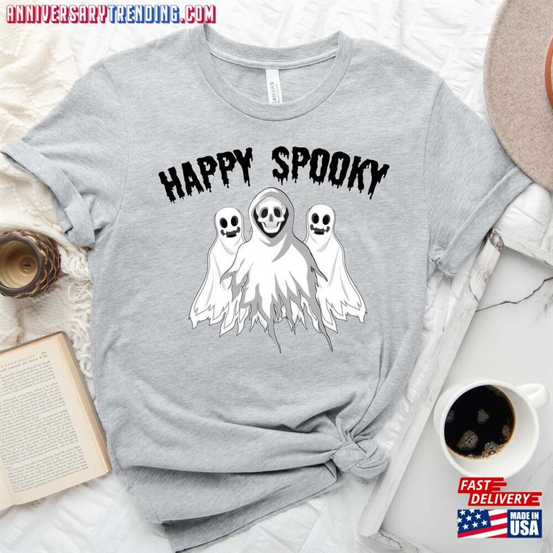 Ghostface Happy Spooky Shirt Halloween Gift For Dad Mom Unisex Hoodie – Bipubunny Store