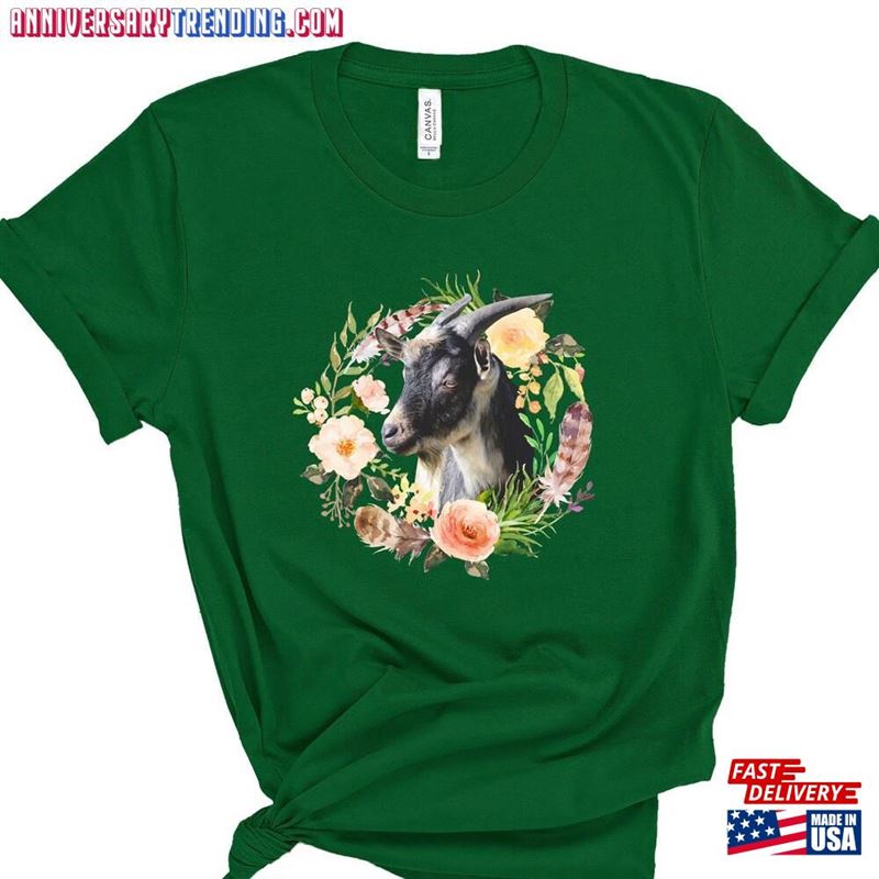 Goat-Shirt Goat T Shirt In Flower Wreath Hoodie T-Shirt – Bipubunny Store