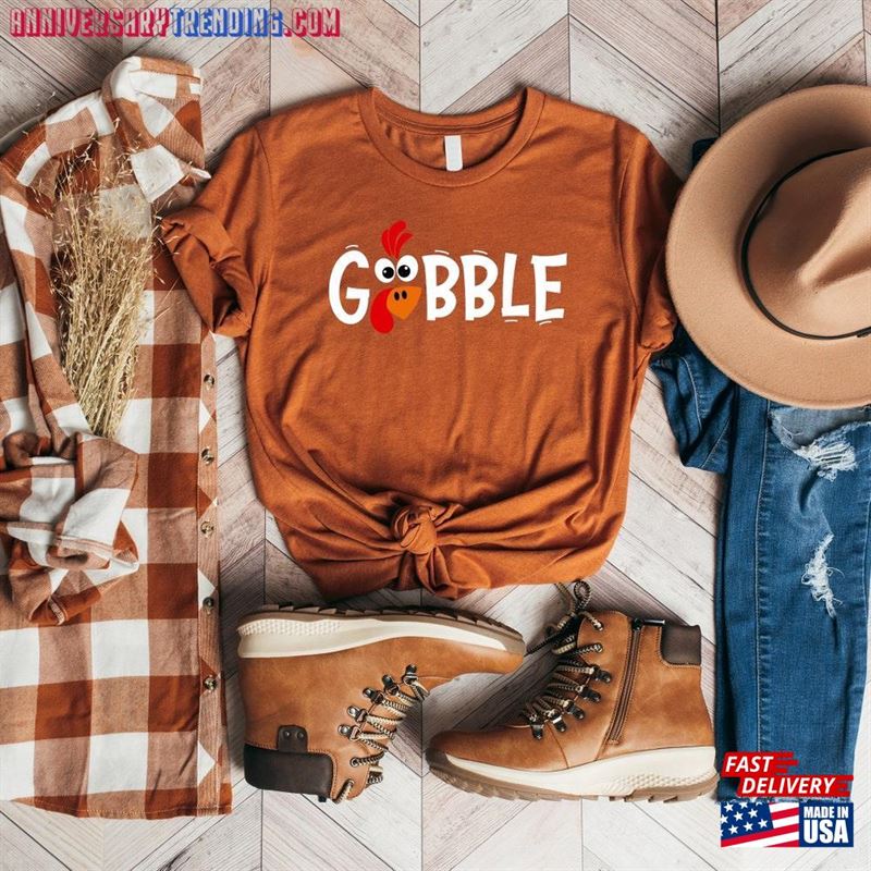 Gobble Shirt Funny Cute Turkey Face Tee T-Shirt Hoodie -Bipubunny Store