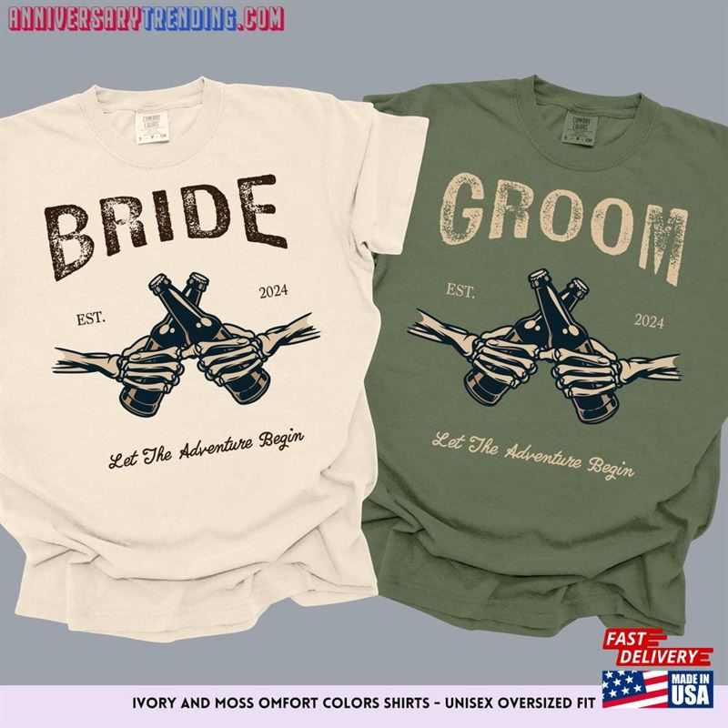 Goth Bride Groom Shirts Engagement Gifts Bridal Shower Comfort Colors Funny Skeleton Hand Shirt Wedding Gift For Bchl Hoodie Unisex – Bipubunny Store