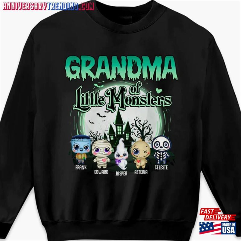 Grandma Of These Little Monsters Personalized T-Shirt Halloween Gift For Grandkids Monster Shirt Classic Sweatshirt – Bipubunny Store