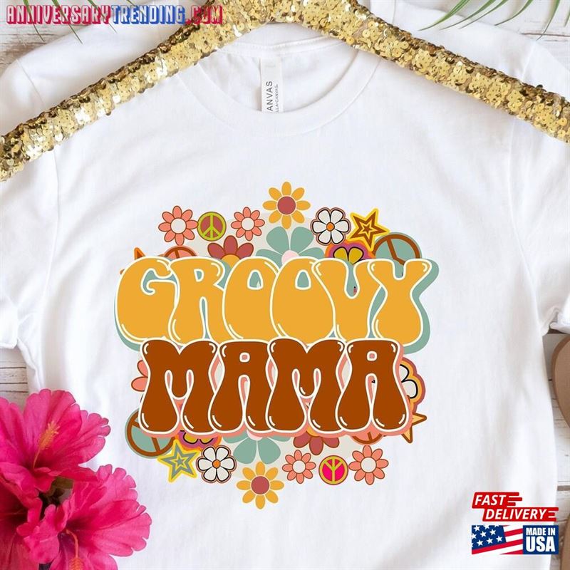 Groovy Mama Shirt Birthday Party Outfit Mom T-Shirt Sweatshirt Unisex – Bipubunny Store