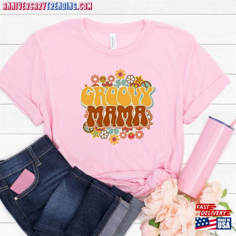 Groovy Mama Shirt Birthday Party Outfit Mom T-Shirt Sweatshirt Unisex – Bipubunny Store