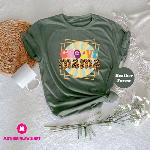 Groovy Mama Shirt, Retro Groovy Vibes T-shirt, Leopard Mothers Day Sweatshirt Gift, Cute Hippie Mom Hoodie, Vintage Mama Birthday Tee Gift