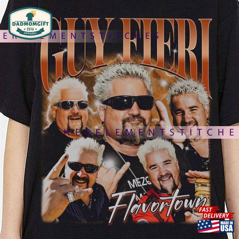 Guy Fieri Vintage Shirt Food Network Homage Graphic Unisex Long Sleeve Sweatshirt