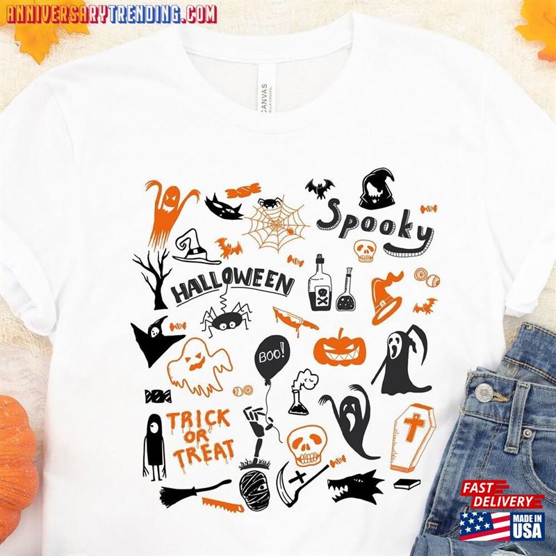 Halloween Little Things Doodles Shirt Cute Tee Graphic Classic T-Shirt – Bipubunny Store