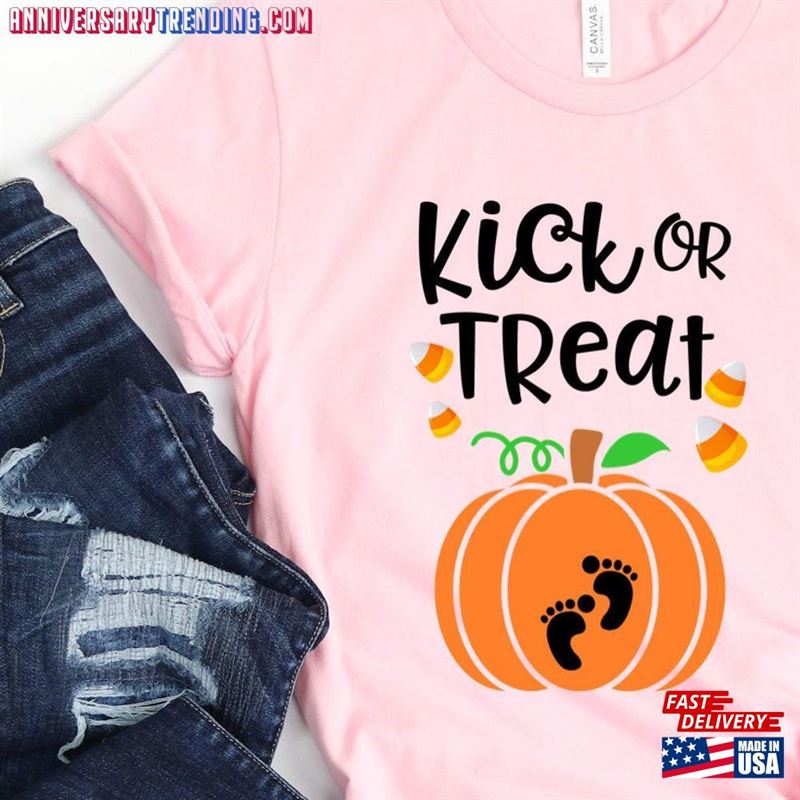 Halloween Pregnancy Shirt Cute Mom To Be Pumpkin Kick Or Treat Sweatshirt T-Shirt – Bipubunny Store