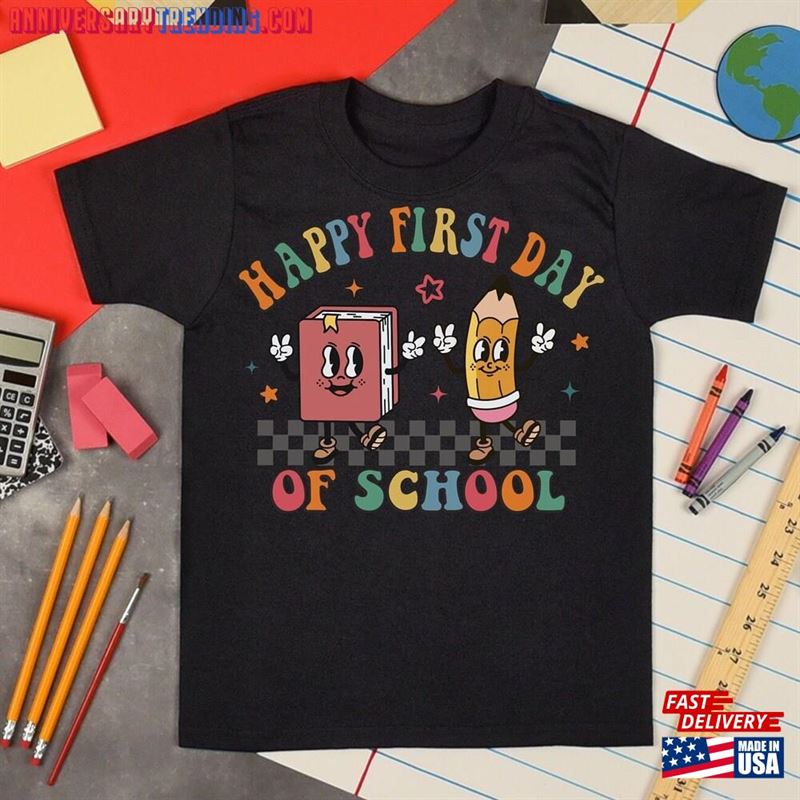 Happy First Day Of School Shirt Pre K Kindergarten Second Third Fourth Fifth Grade Spirit Hoodie Unisex – Bipubunny Store