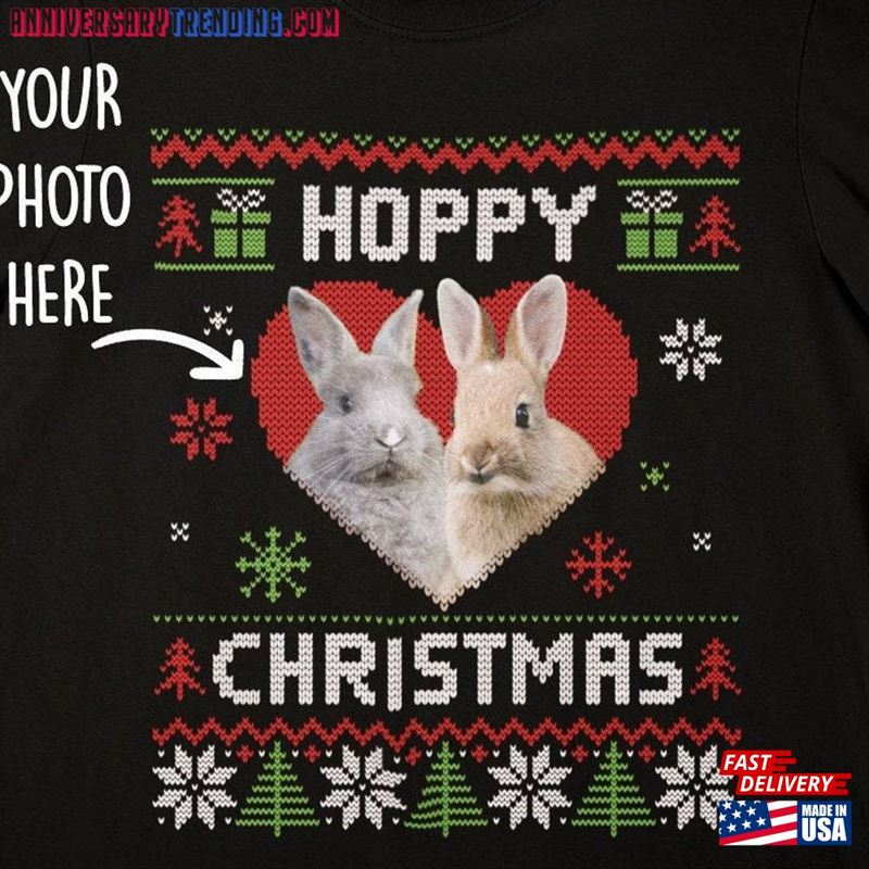 Hoppy Christmas Personalised Bunny Rabbit Shirt Hoodie Classic -Bipubunny Store