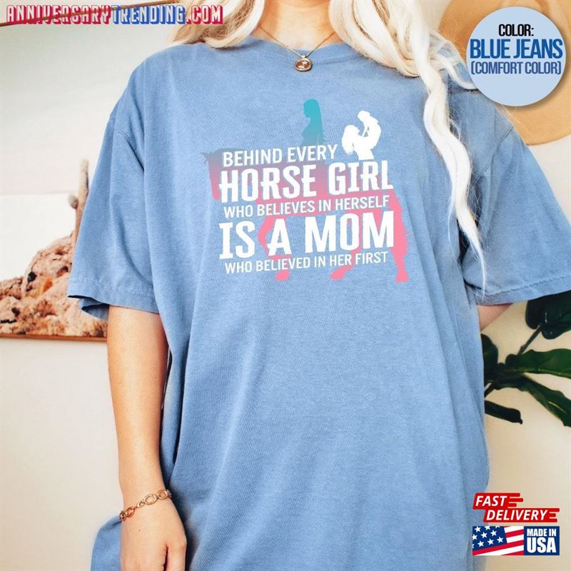 Horse Shirt Behind Every Girl Tee Mom Riding Lovers Equestrian Mother Unisex Hoodie – Bipubunny Store