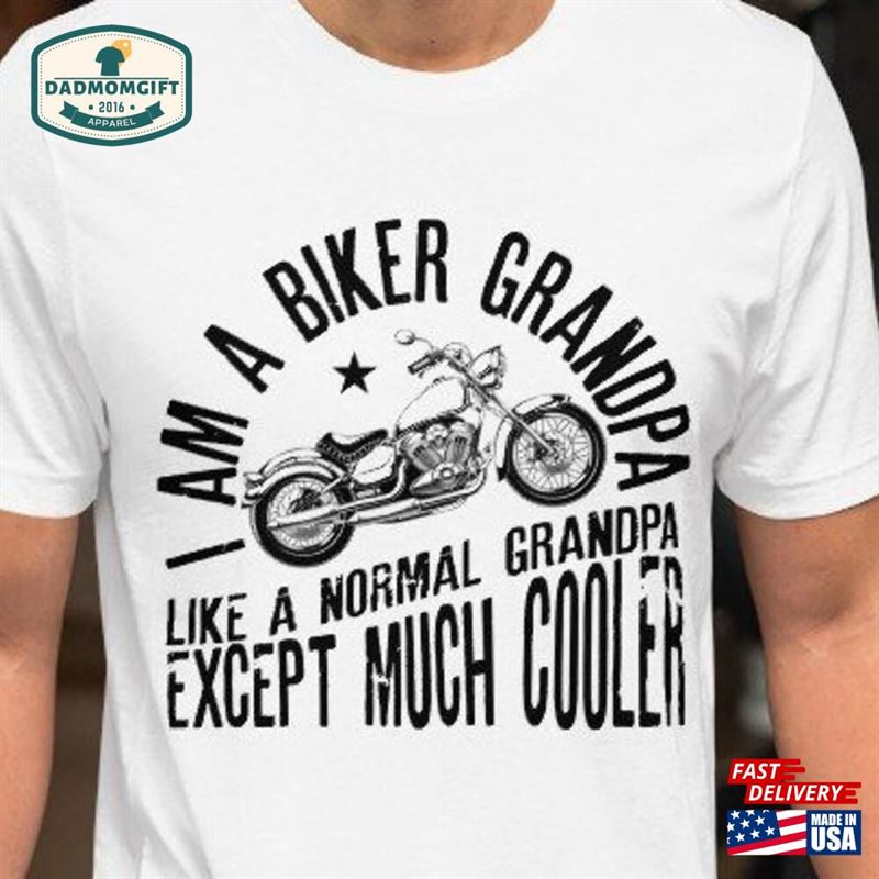 I Am A Biker Grandpa T-Shirt Shirt Vintage Motorcycle Tshirt Unisex