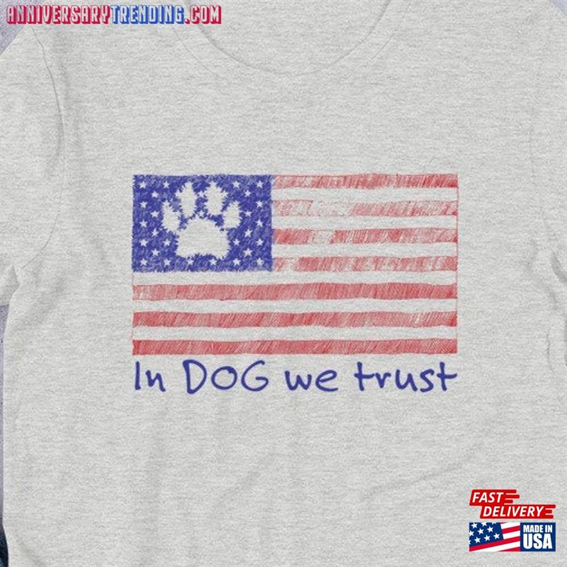 In Dog We Trust T Shirt Lover Rescue Dogs Distressed Color American Flag Paw Unisex Hoodie – Bipubunny Store