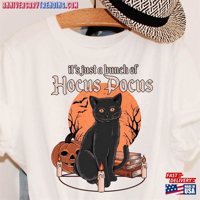 It’s Just A Bunch Of Hocus Pocus Shirt Gift For Halloween Cat Classic Hoodie – Bipubunny Store