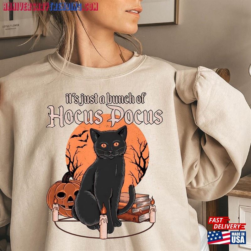 It’s Just A Bunch Of Hocus Pocus Sweatshirt Gift For Halloween Cat Unisex T-Shirt – Bipubunny Store