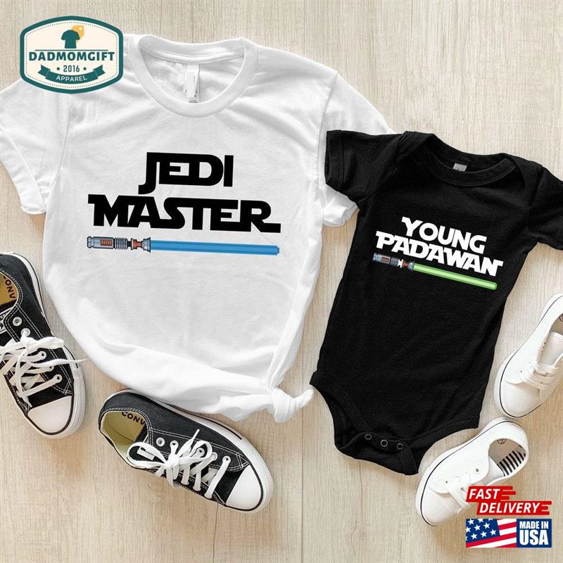 Jedi Master Young Padawan Shirts Daddy And Me Outfit Dad Daughter Unisex Classic