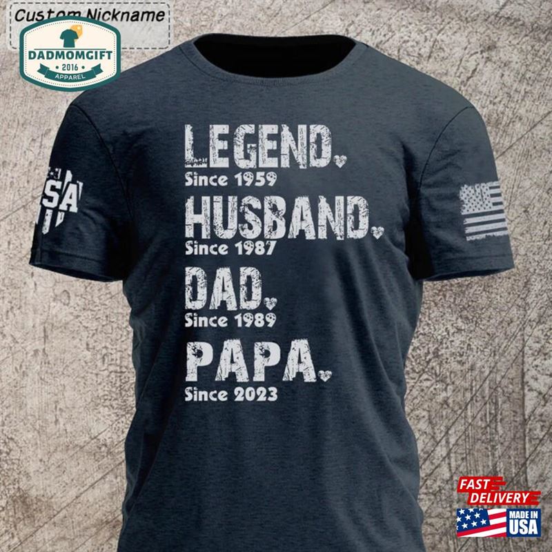 Legend Husband Dad Papa Shirt Custom Est With Kids On Sleeve Fathers Day Gifts Unisex Hoodie