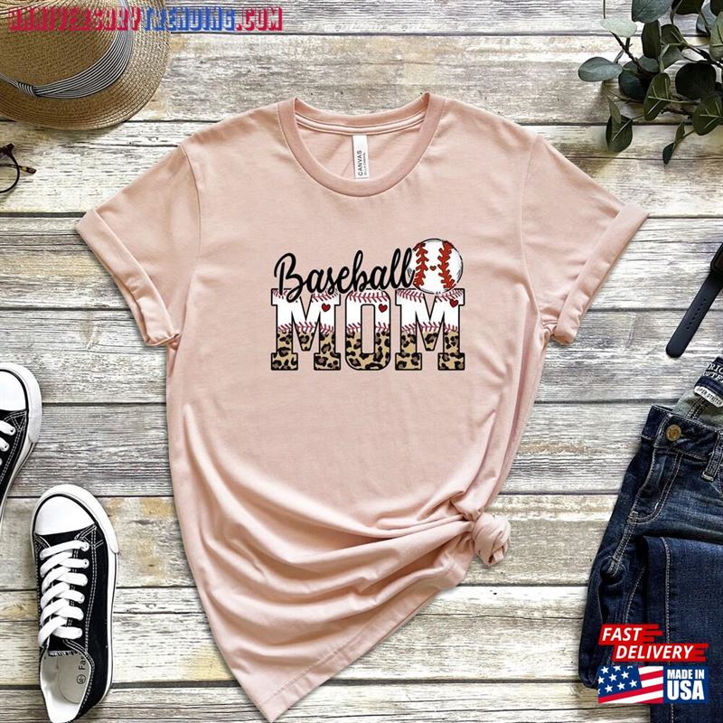 Leopard Baseball Mom Shirt Mother Sports Gift Sweatshirt Classic – Bipubunny Store