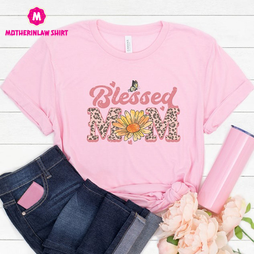 Leopard Blessed Mom Sunflower Shirt, Sunflower Mom Shirt,Blessed Mom Shirt, Mother’s Day Gift, Mama Shirt, Gift For Mom, Blessed Mama