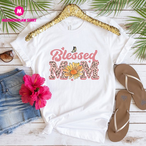 Leopard Blessed Mom Sunflower Shirt, Sunflower Mom Shirt,Blessed Mom Shirt, Mother’s Day Gift, Mama Shirt, Gift For Mom, Blessed Mama