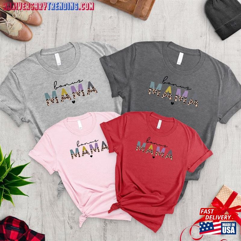 Leopard Bonus Mama Shirt Gift For Step Mother Mom Birthday Sweatshirt Hoodie – Bipubunny Store