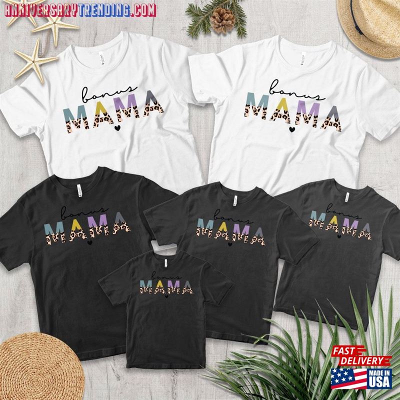 Leopard Bonus Mama Shirt Gift For Step Mother Mom Birthday Sweatshirt Hoodie – Bipubunny Store