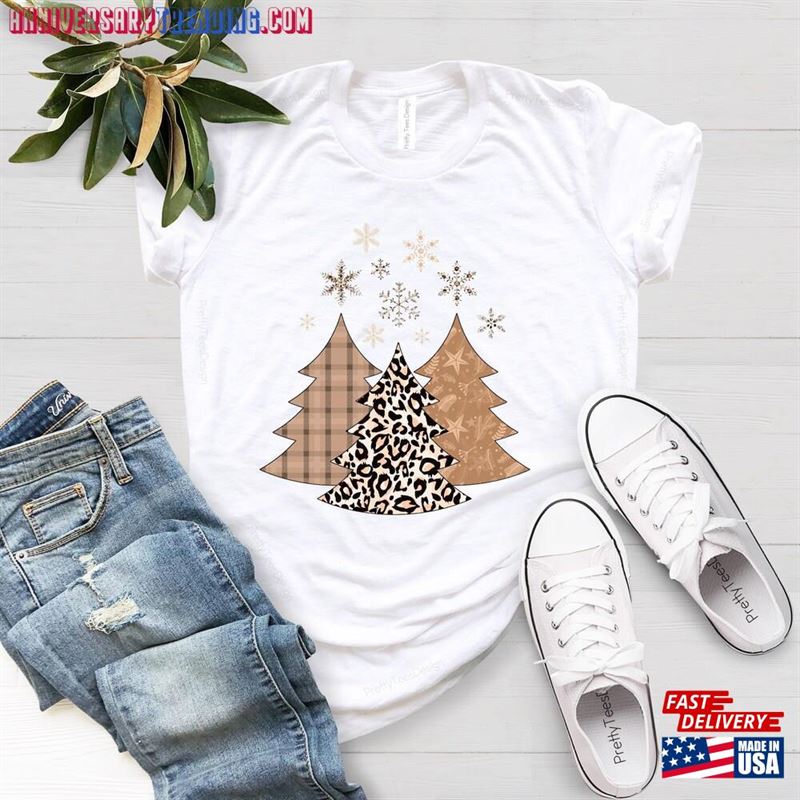 Leopard Christmas Trees Shirt Tree Merry Sweatshirt T-Shirt – Bipubunny Store