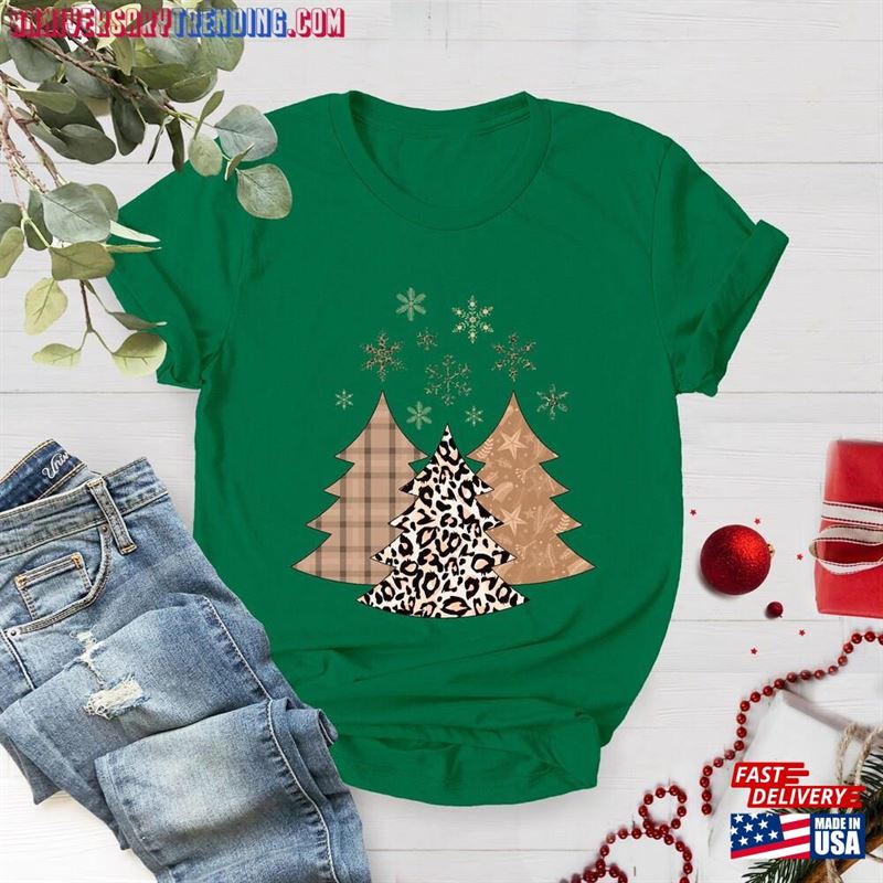 Leopard Christmas Trees Shirt Tree Merry Sweatshirt T-Shirt – Bipubunny Store