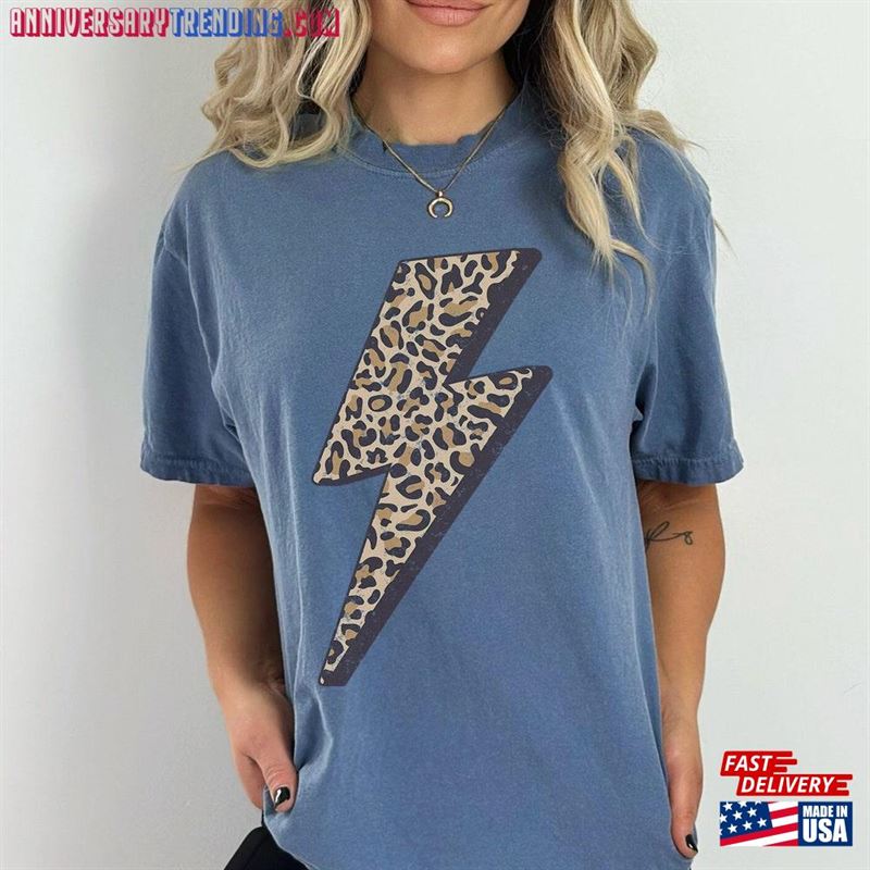 Leopard Lightning Bolt Vintage Vibe Comfort Colors Graphic Tee Unisex T-Shirt – Bipubunny Store