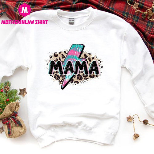 Leopard Mama Thunderbolt Hoodie, Mother’s Day Crewneck, Leopard Printed Sweatshirt, Gift For Mom, Mommy Mama Sweater, Mom Sweat, Mama Gifts