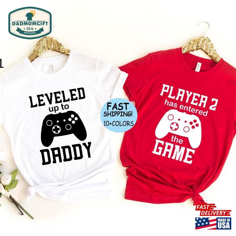 Leveled Up To Daddy Matching Dad Shirt New Father Gift Classic Hoodie