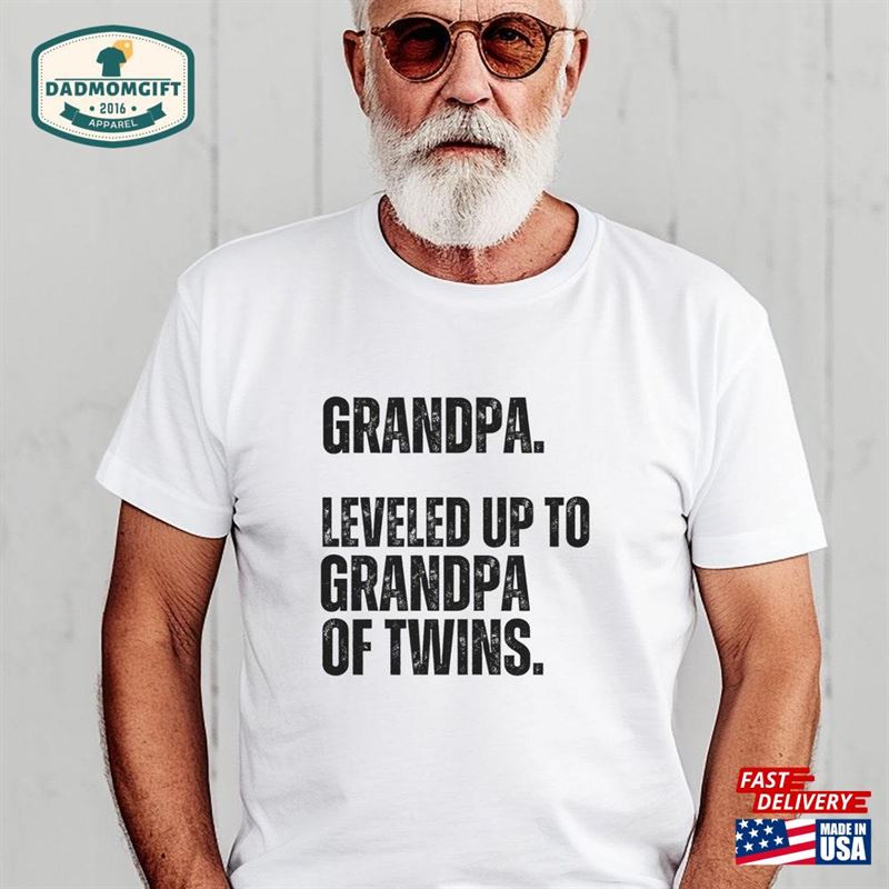 Leveled Up To Twin Grandpa Shirt Grandfather Of Twins Sweatshirt T-Shirt