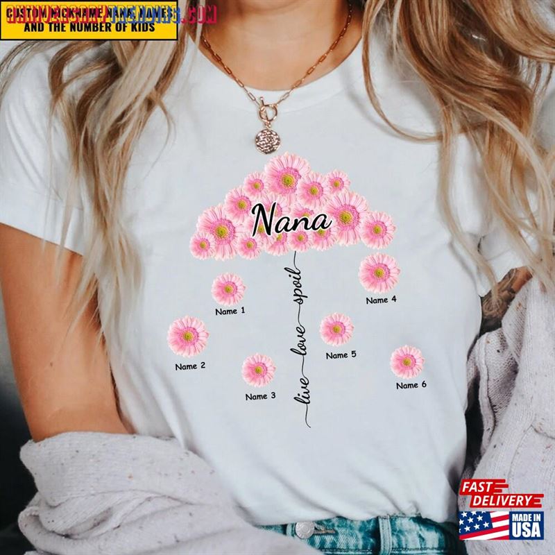 Live Love Spoil Nana Shirt Personalized’s Flowers Garden T-Shirt Classic -Bipubunny Store