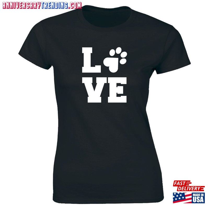 Love Dog Footstep Print Shirt For Pet Lovers Women Sweatshirt T-Shirt -Bipubunny Store