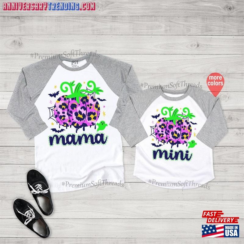 Mama And Mini Halloween Raglan Matching Mommy Me Pumpkin T-Shirt Unisex -Bipubunny Store