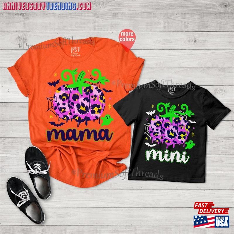 Mama And Mini Halloween Shirt Matching Mommy Me Pumpkin Classic Unisex – Bipubunny Store