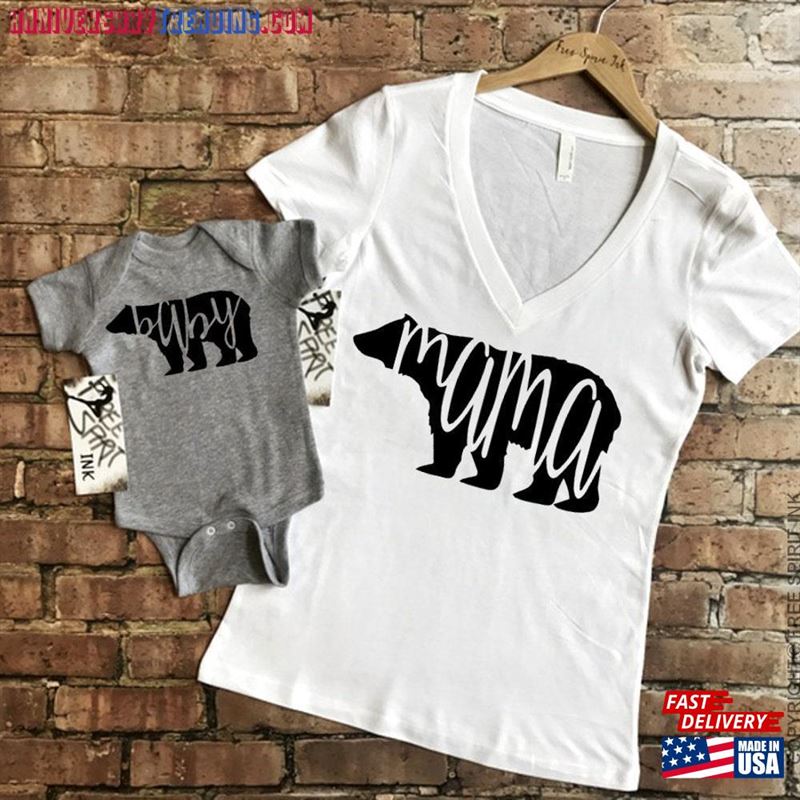 Mama Baby Bear Shirt Set Shower Gift And Shirts Mothers Day Mom Daughter Family T-Shirt Classic -Bipubunny Store