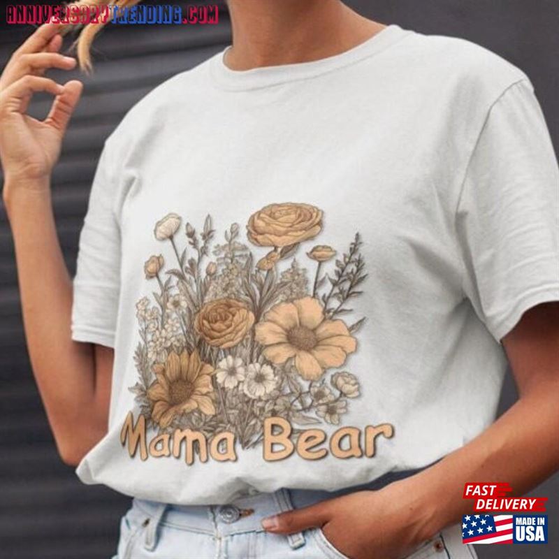 Mama Bear Unisex Shirt Floral Design Retro Mom T-Shirt Sweatshirt Hoodie – Bipubunny Store