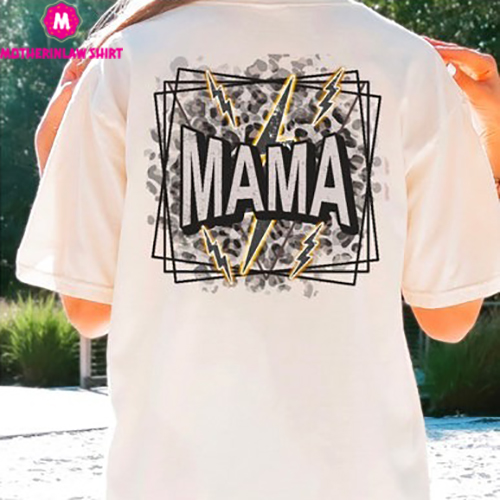 Mama Comfort Colors Leopard Lightning Bolt Mama Shirt, Sarcastic Mom Tee, Mother’s Day Shirt, Trendy Mama Shirt, Boho Shirt, Hippie Mama