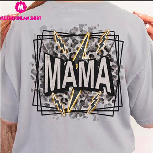 Mama Comfort Colors Leopard Lightning Bolt Mama Shirt, Sarcastic Mom Tee, Mother’s Day Shirt, Trendy Mama Shirt, Boho Shirt, Hippie Mama