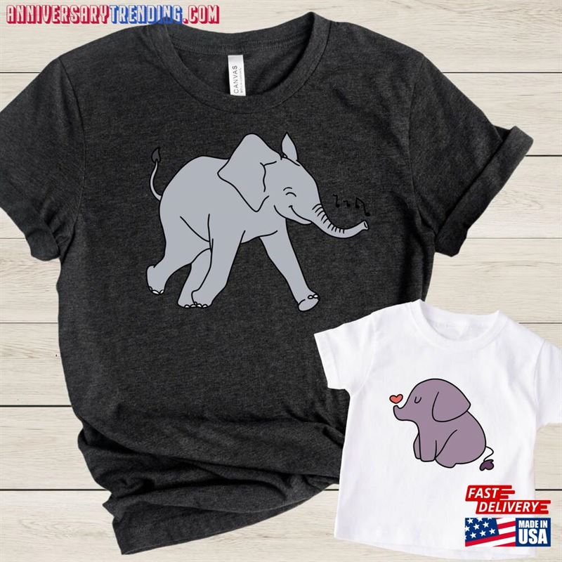 Mama Elephant And Mini Shirt Baby Onesie Mom Tee Cute Matching Unisex T-Shirt – Bipubunny Store