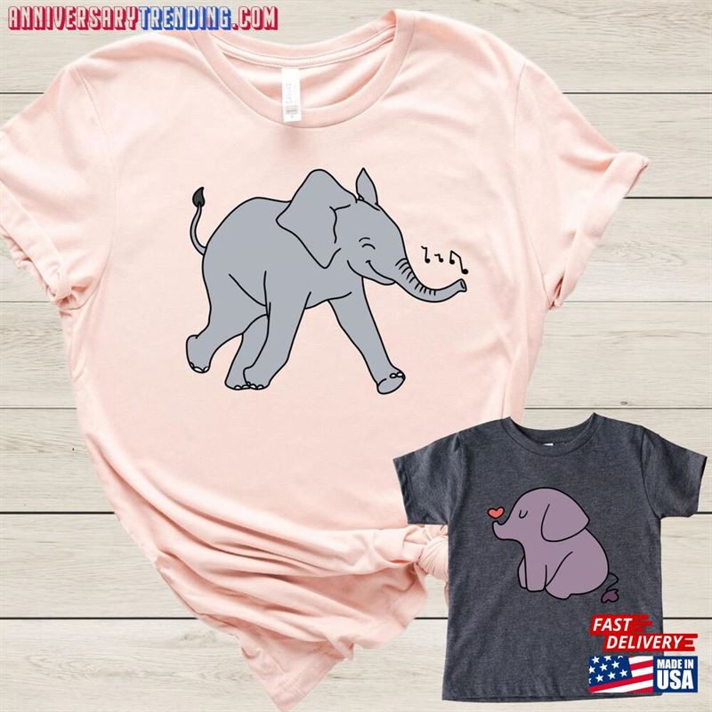 Mama Elephant And Mini Shirt Baby Onesie Mom Tee Cute Matching Unisex T-Shirt – Bipubunny Store