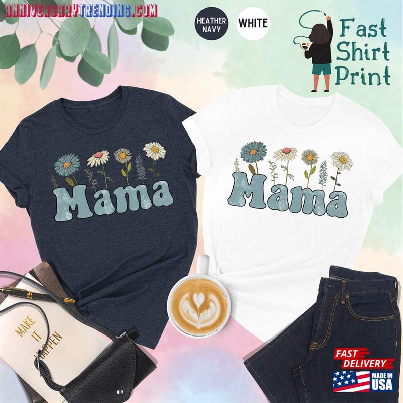 Mama Floral Shirt Gift For Mom Flower Shirts Women Hoodie T-Shirt – Bipubunny Store